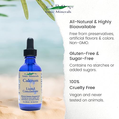 Miniatura 5 de Eidon Ionic Minerals Calcio - Suplemento de calcio, concentrado líquido, suplemento dietético mineral para dientes sanos, función muscular, botella