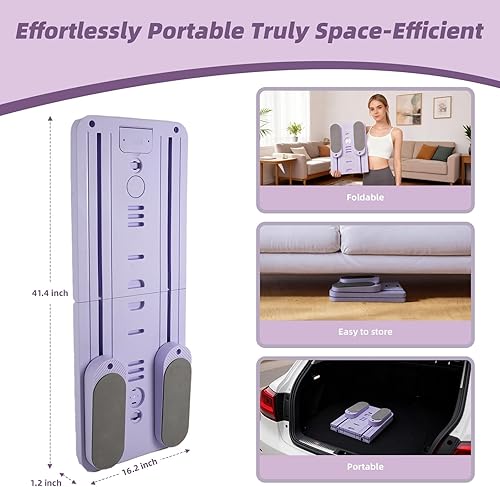 Miniatura 3 de Tabla de pilates, kit de reformador de pilates plegable, máquina de pilates portátil para mujeres y niñas, equipo de entrenamiento de pilates