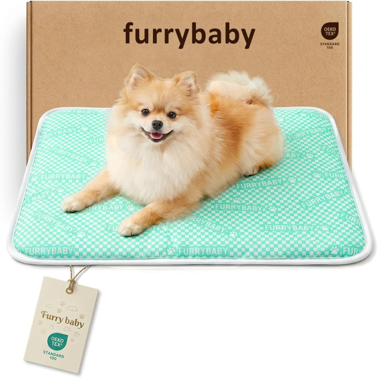furrybaby Dog Cooling Mat, 24 * 18 Cooling Mat for Dogs, Cats, Cooling Pad with PCM Tech, Endothermic Color-Changing for Indoor Outdoor, Mint