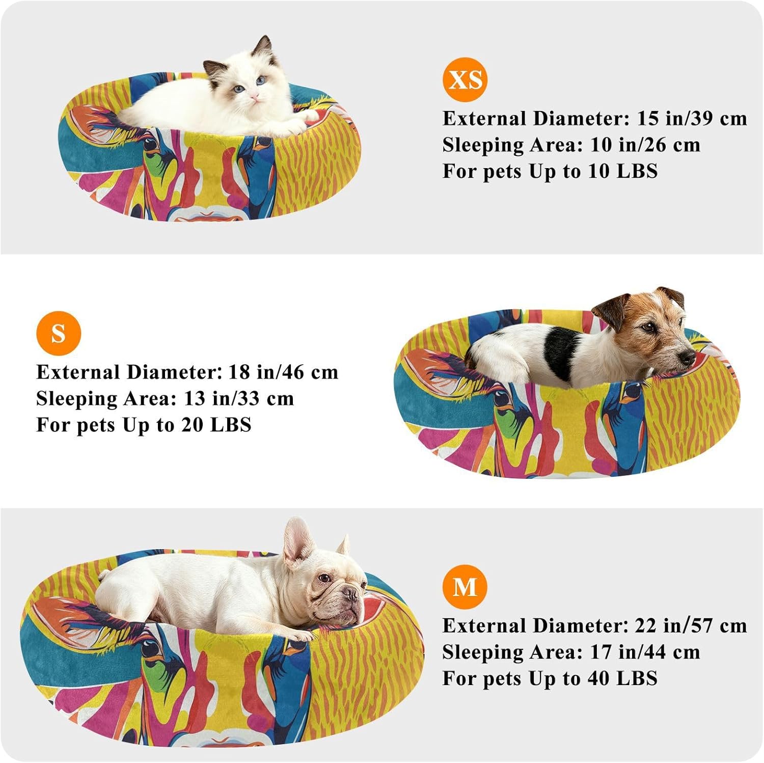 Pop Art Cow Pet Dog Bed Warm & Cozy Cat Pillow Bed for Extra Small Size Pets Sleeping M