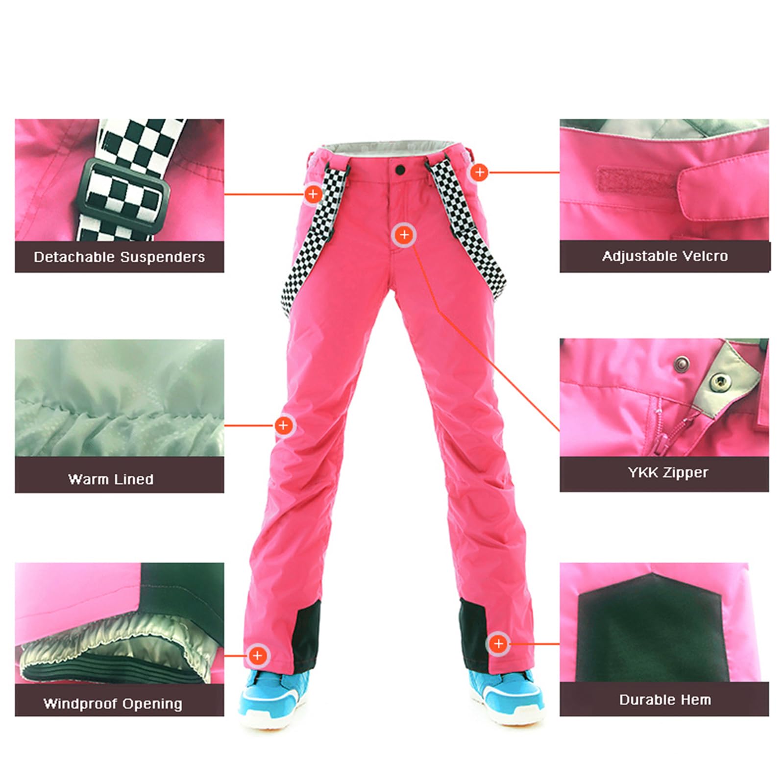 ALSOGO Damen Skianzug Schneeanzug Winddicht Wasserdicht Skifahren Snowboardjacke Trägerhose Set Zum Skifahren Snowboarden Klettern