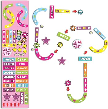 Sensory Path Decals Floor Stickers Hopscotch Classroom Decor - Push Clap & Hands Up Floor Decals for Boosting Gross Motor Skills