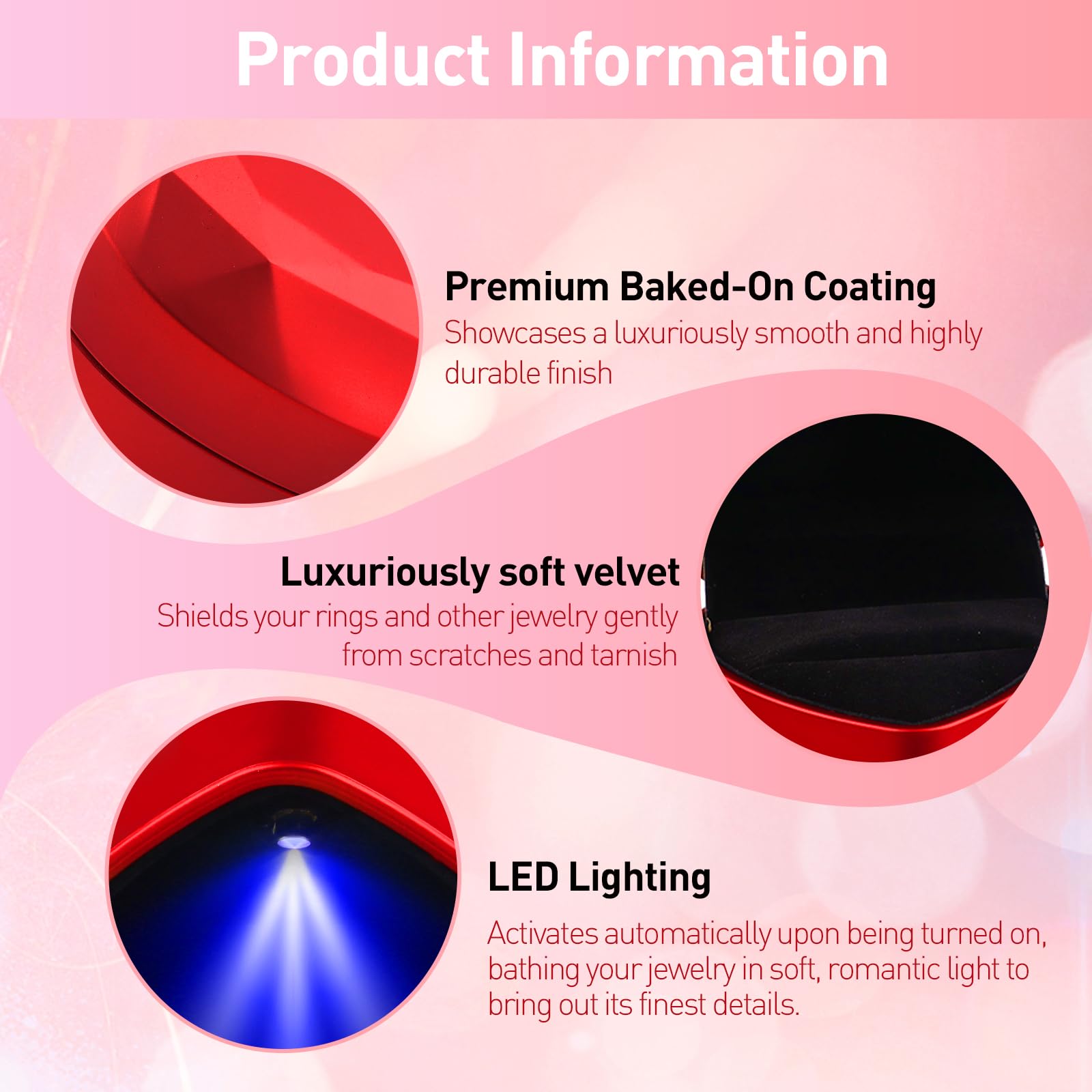 Caja de anillo con luz LED en forma de corazón para propuesta de boda San Valentín