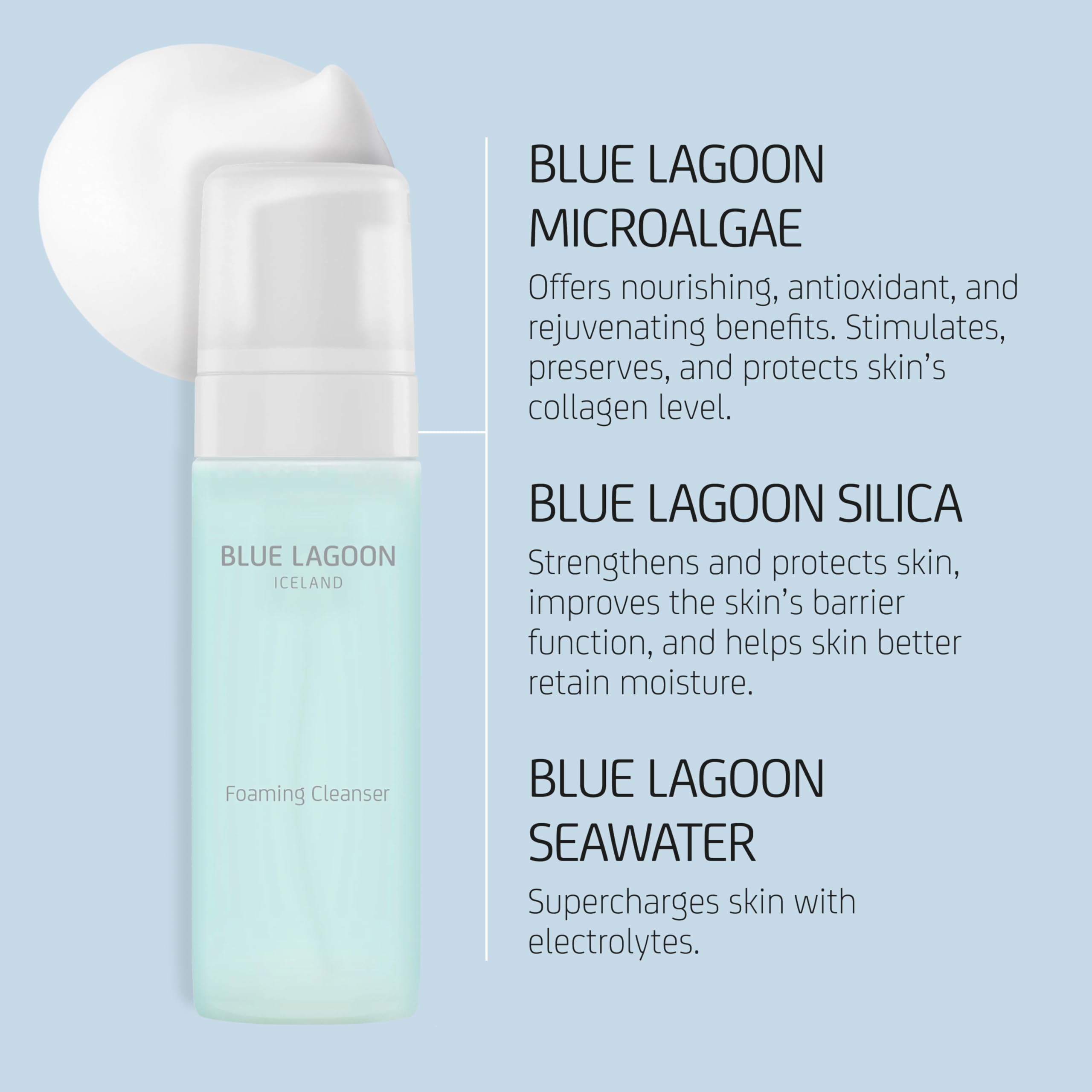 Blue Lagoon Skin Science - Nettoyant moussant naturel pour le visage |  Soins de la peau islandais durables et bioactifs (5 fl oz