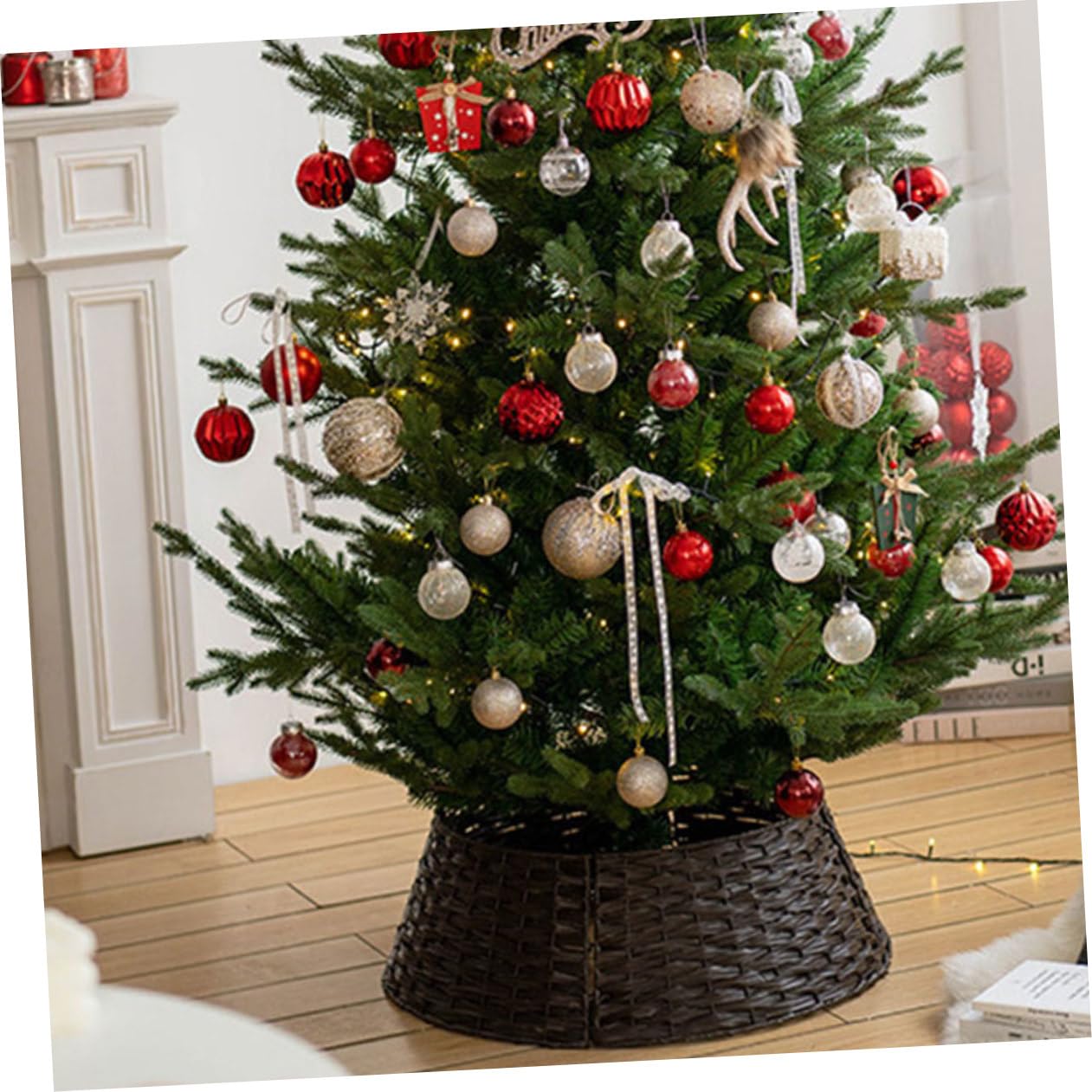 Alipis Gonna Base Resistente Copertura Sotto Albero Riutilizzabile per Interni Ed Esterni Decorazione Natalizia Negozi e Bar Collare Recinto Festivo Marrone Large
