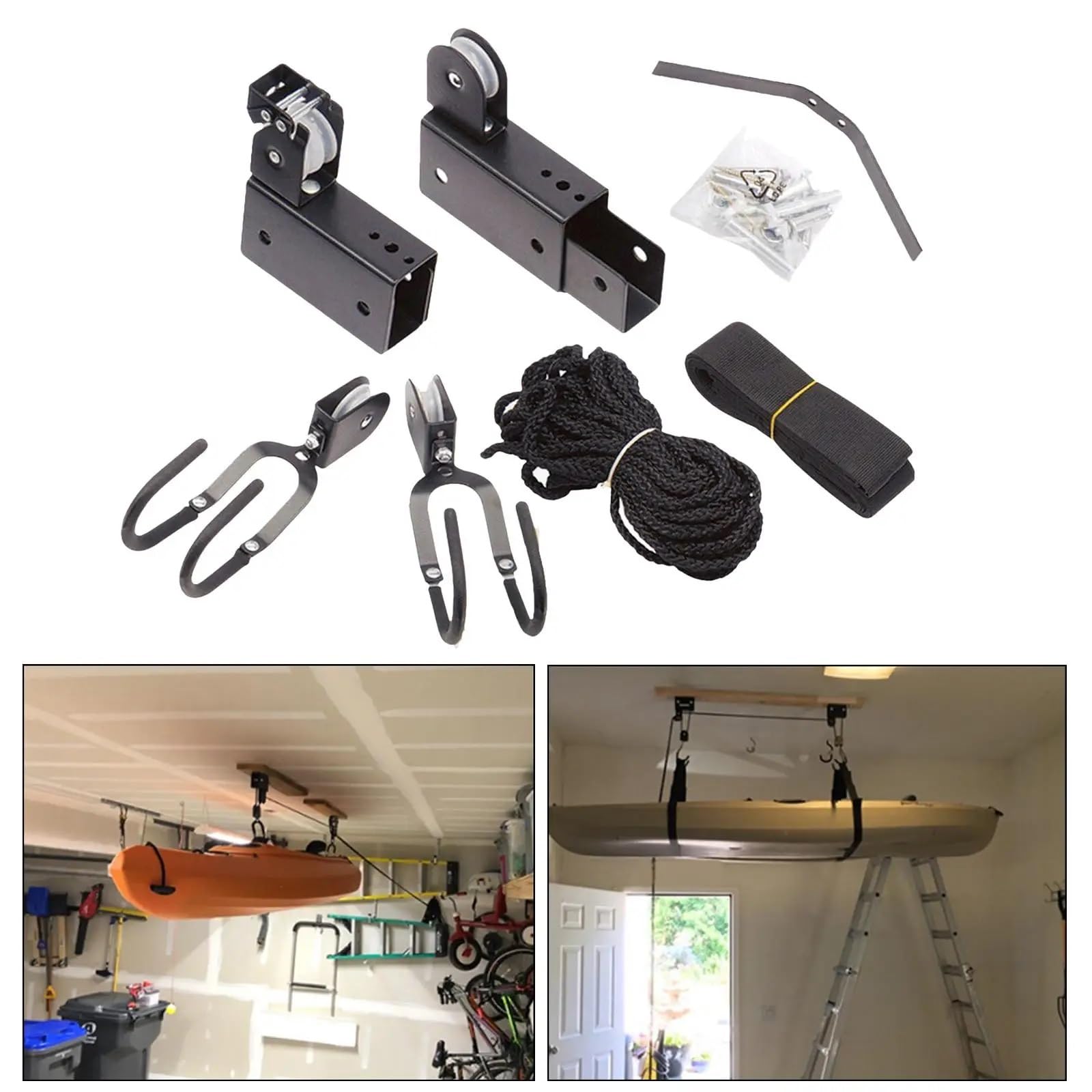 Kajak-deckenlift Kajak-Hebezeug for die Garagen-Deckenlagerung, for Aufhängen an der Decke, Fahrrad-Hebe-Flaschenzugsystem Garagen-lagerlift