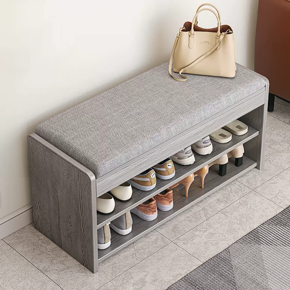 Banc de rangement chaussures pour couloir et entrée avec coussin confortable