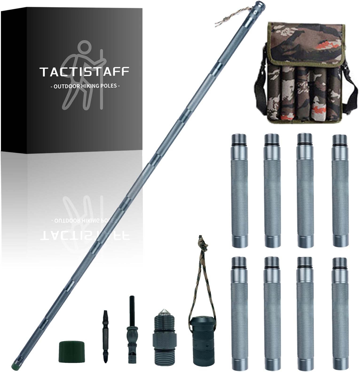 Survival Hiking Stick,Folding Retractable Body Multifunctional Hiking Poles for Outdoor Walking Hiking Camping Multi-Functional Convenient Hiking Poles