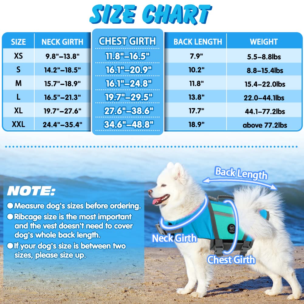 EMUST Gilet de sauvetage léger pour chien avec poches, gilet de sauvetage élégant pour chien avec poignée de sauvetage et bandes réfléchissantes pour la natation, le bateau, le kayak, bleu, taille XS