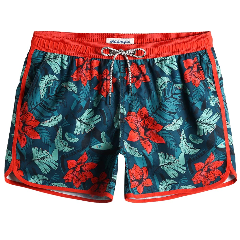 maamgicMens Boys Short 80s 90s Vintage Swim Trunks with Mesh Lining Quick Dry Swim Suits Board Shorts