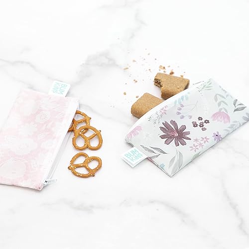 Miniatura 8 de Bumkins Bolsas reutilizables para aperitivos, para el almuerzo escolar de niños y para adultos, tela lavable, bolsa de tela impermeable con