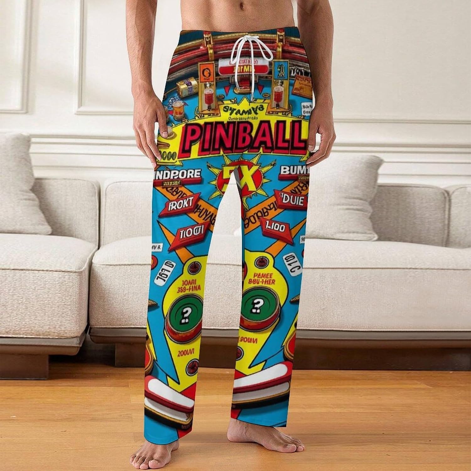 Adult Men Lightweight Long Pants, Fashion Loose Casual Pajamas Pant, Breathable Reusable Lounge Pants