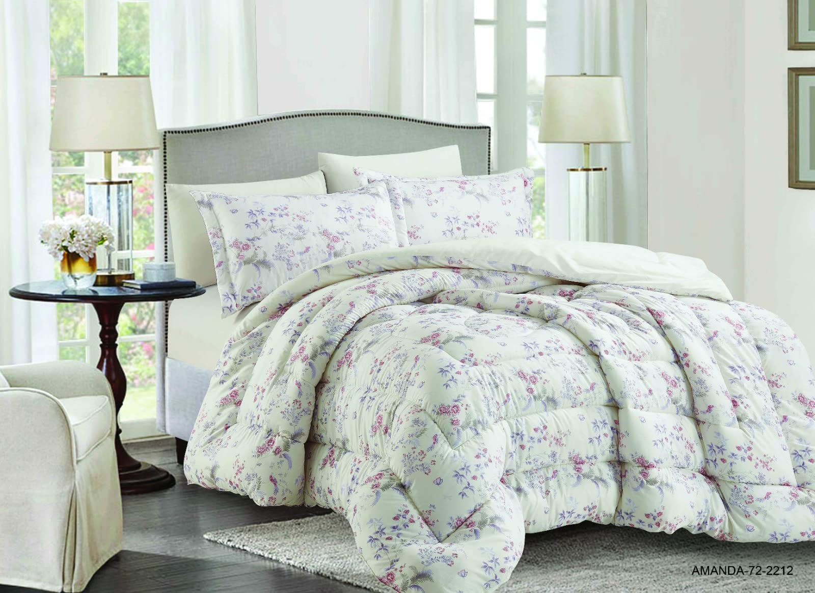 EliteHomeElite Home 4 Pcs Single Size Comforter Set,Microfiber,Off White