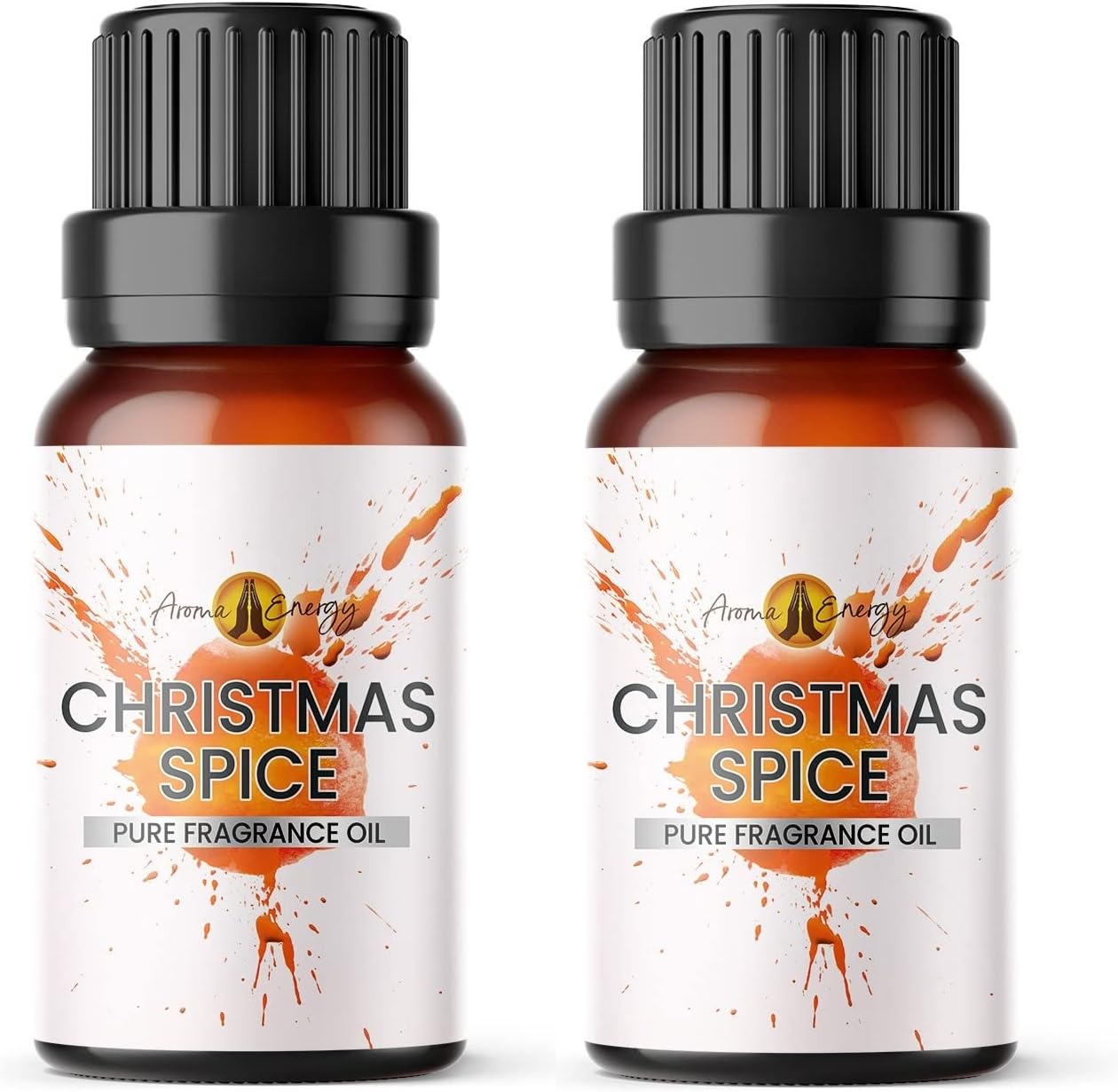 Aroma Energy Christmas Spice Fragrance Oil for Diffusers, 2x10ml | For candle making, perfume oil, xmas wax melts, soap, bath bombs, potpourri & slime, concentrated scent, Vegan, UK made