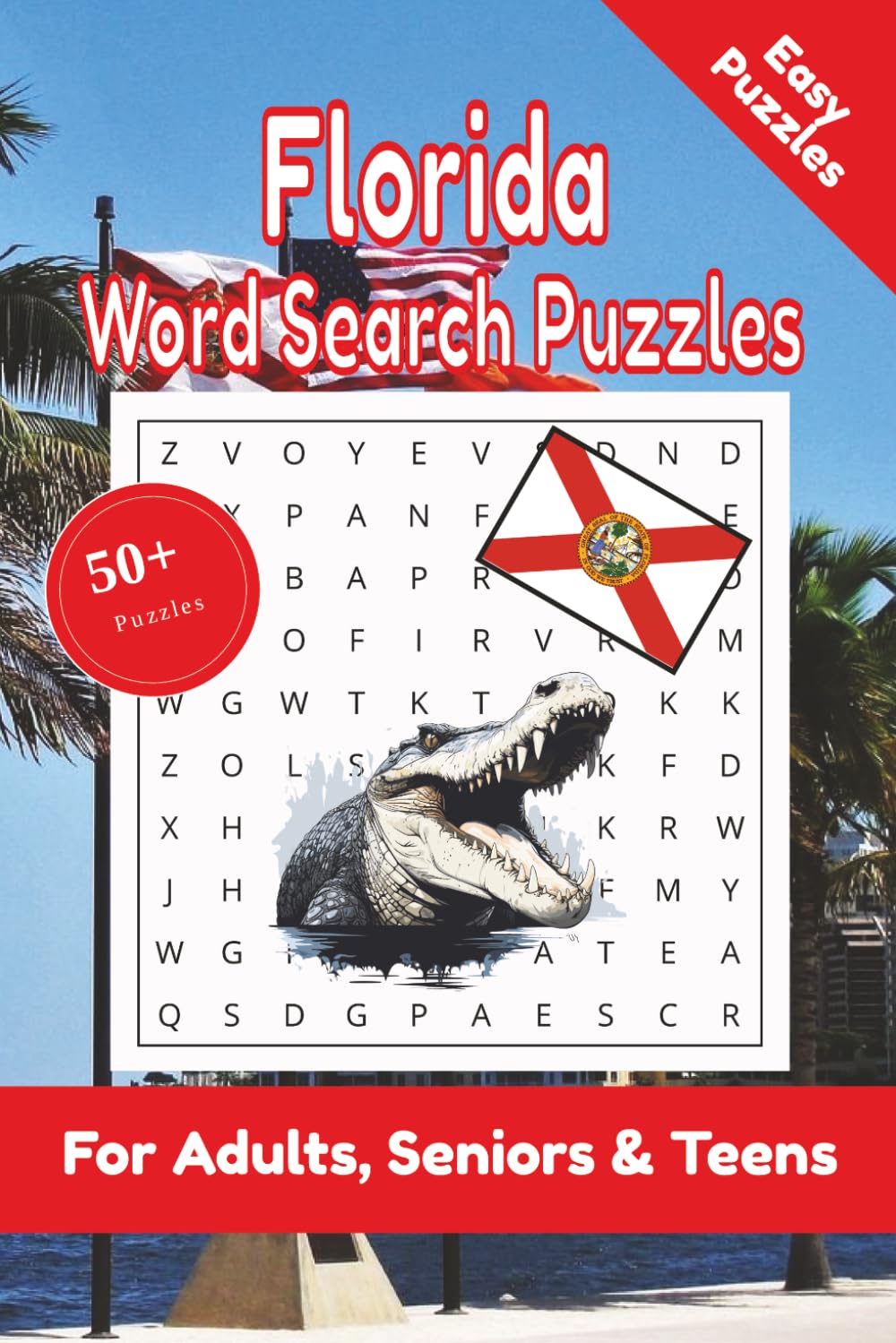Florida Word Search Puzzle: 50+ Puzzles Word Search Easy to Read about Florida and More | 6x9 inches, 110 pages | Gift for Florida & USA Lover