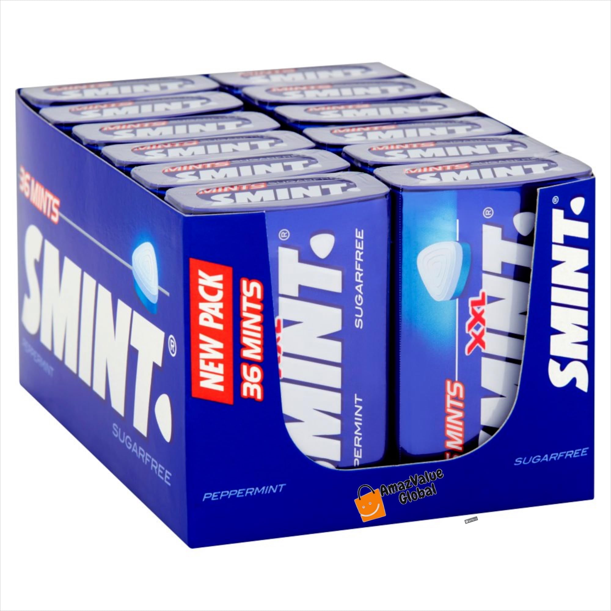 SMINT Mints Peppermint | 12 Metal Tins with Peppermint Pastilles | Sugar Free Dental Care