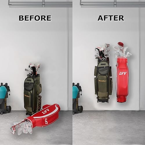 Miniatura 4 de BiJun Organizador de bolsas de golf, organizador de almacenamiento de bolsas de golf para garaje, soporte para bolsa de golf, soporte para bolsa de