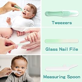 Baby Grooming Kit, Electric Safety Nail Trimmer Baby Nursery KitInfant Safety Care Set with Hair Brush Comb Nail Clipper Nasal Aspirator,Baby Essentials Kit for Newborn Girls Boys (20 Pc Green Kit)