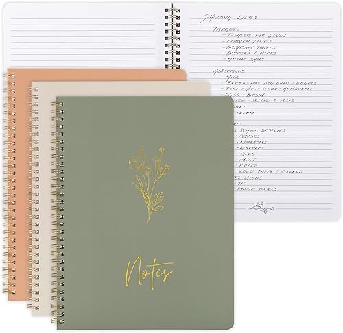 Miniatura 1 de ZICOTO Juego de 3 cuadernos estéticos en espiral para mujeres de 10.5 x 8 pulgadas, diario grande con rayas universitarias con bolsillos grandes y