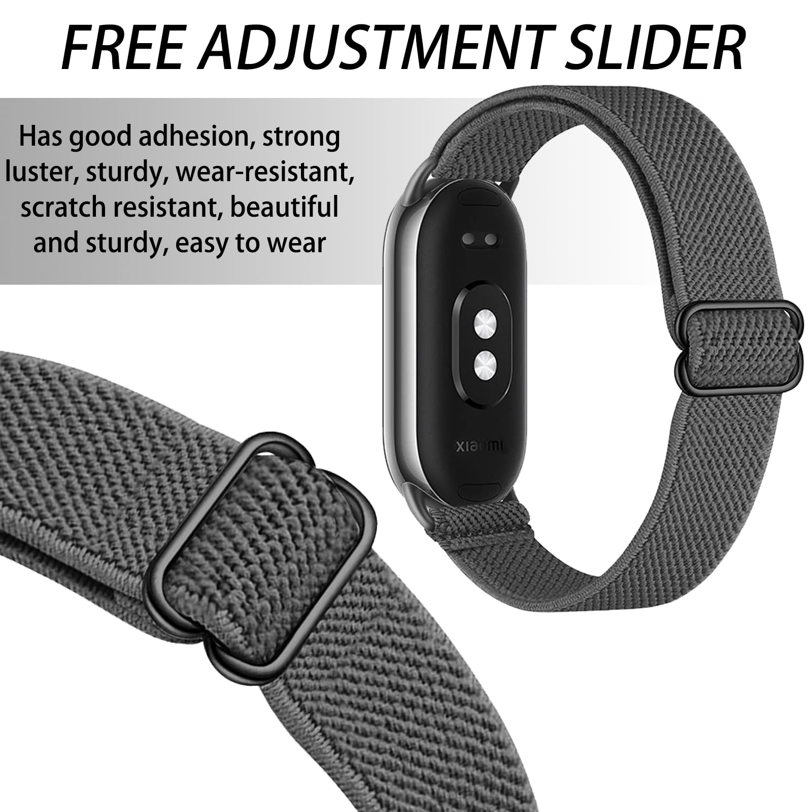 3 Pezzi Cinturino in Nylon Compatibile con Xiaomi Smart Band 9/Xiaomi Smart Band 8, Cinturino Solo per Xiaomi Mi Band 8/9, Morbido Cinturini per Donna Uomo
