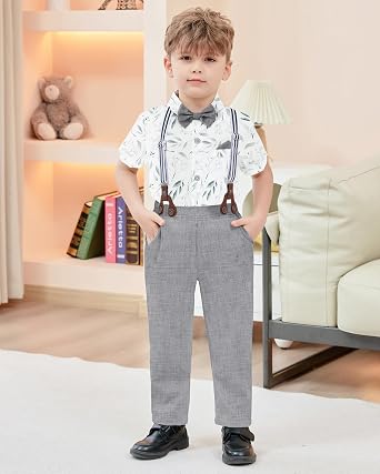 DISAUR Baby Boy Clothes Suits Toddler Dress Shirt With Bowtie Suspender Pants Outfit Sets Gentleman Wedding 1-6 Years