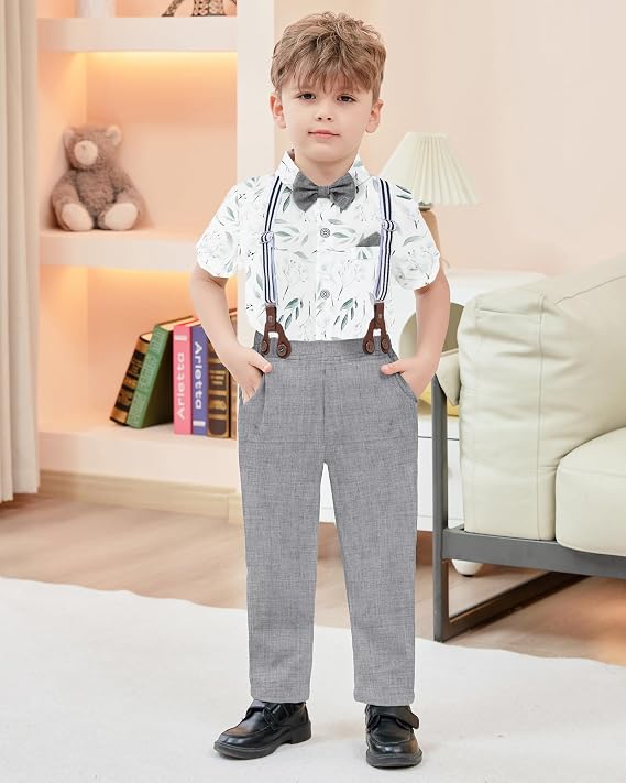 DISAUR Baby Boy Clothes Suits Toddler Dress Shirt With Bowtie Suspender Pants Outfit Sets Gentleman Wedding 1-6 Years