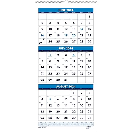 House of Doolittle 2024-2025 Three-Month Academic Vertical Wall Calendar
