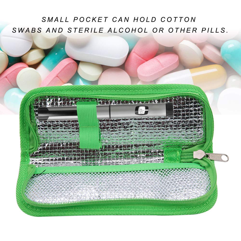 Estuche de Viaje para Enfriador de insulina, Bolsa de enfriamiento portátil insulina, Organizador de Pacientes diabéticos, Estuche Aislado Viaje, Estuche isotermico para Adrenalina(Verde)