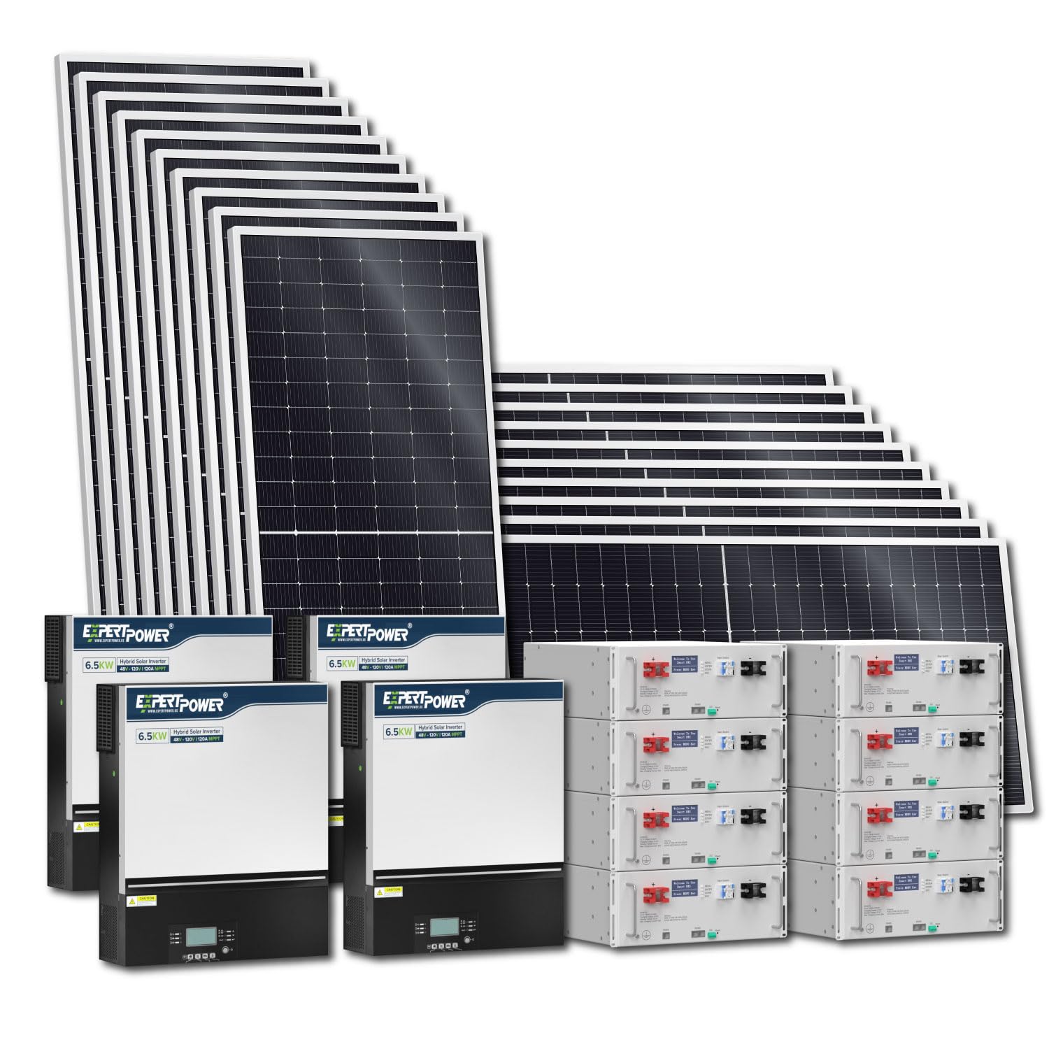 ExpertPower 40KWH 10800W 48V Solar Power System Kit | LiFePO4 48V 800Ah Battery, 10800W Solar Panels, 26KW Hybrid Solar Inverter, 120A MPPT Controllers | Off Grid, Residential, Home, Cabin, Back Up