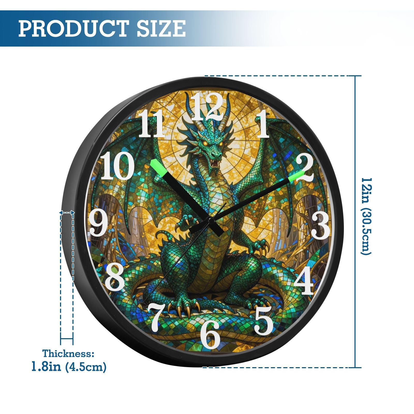 Yuiboo Horloge murale silencieuse en vitrail coloré activée par le son