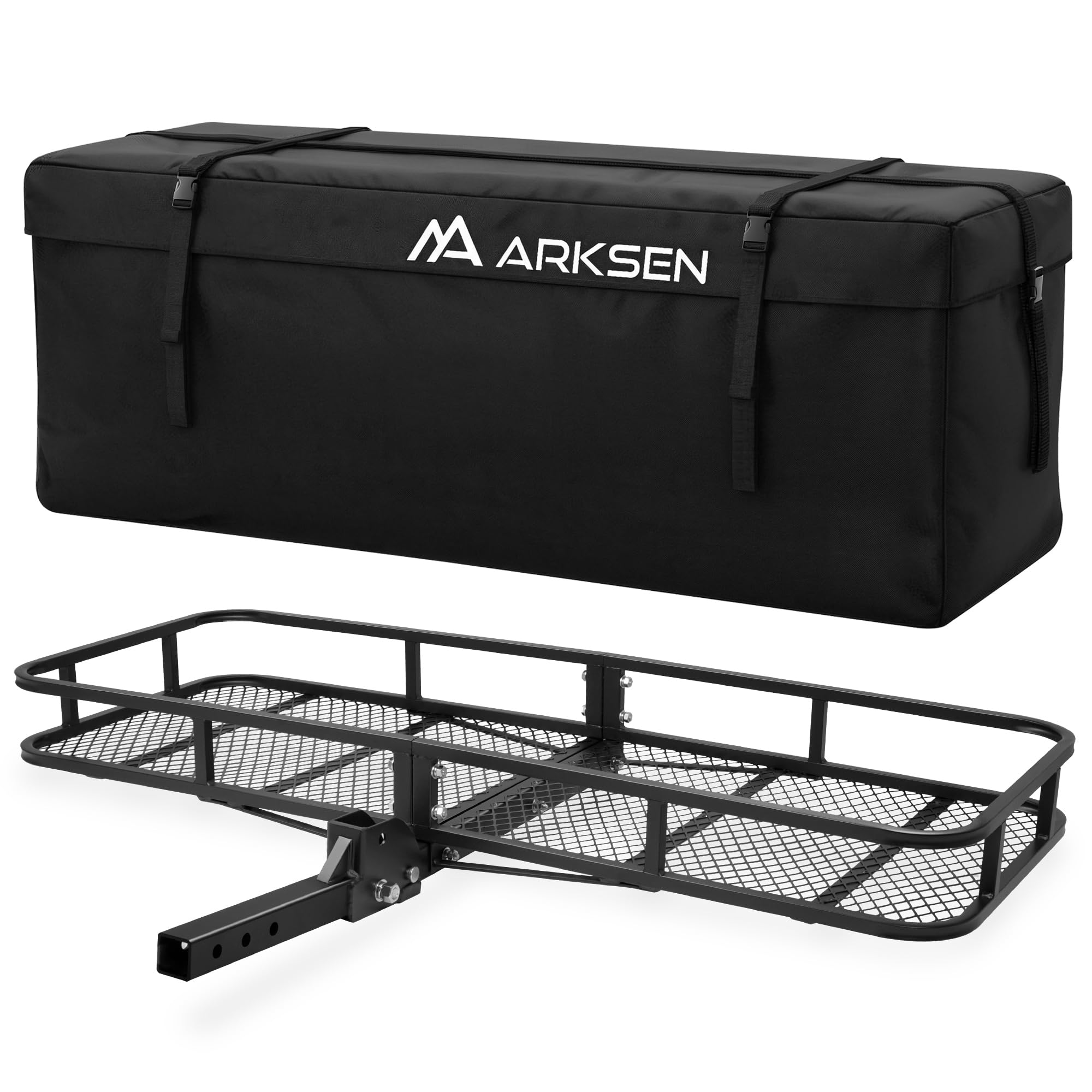 ARKSEN 60" x 24-3/4" inch Cargo Hauler Carrier Hitch Mounted Luggage Basket with Cargo Bag Combo 2" Receiver Camping RV SUV