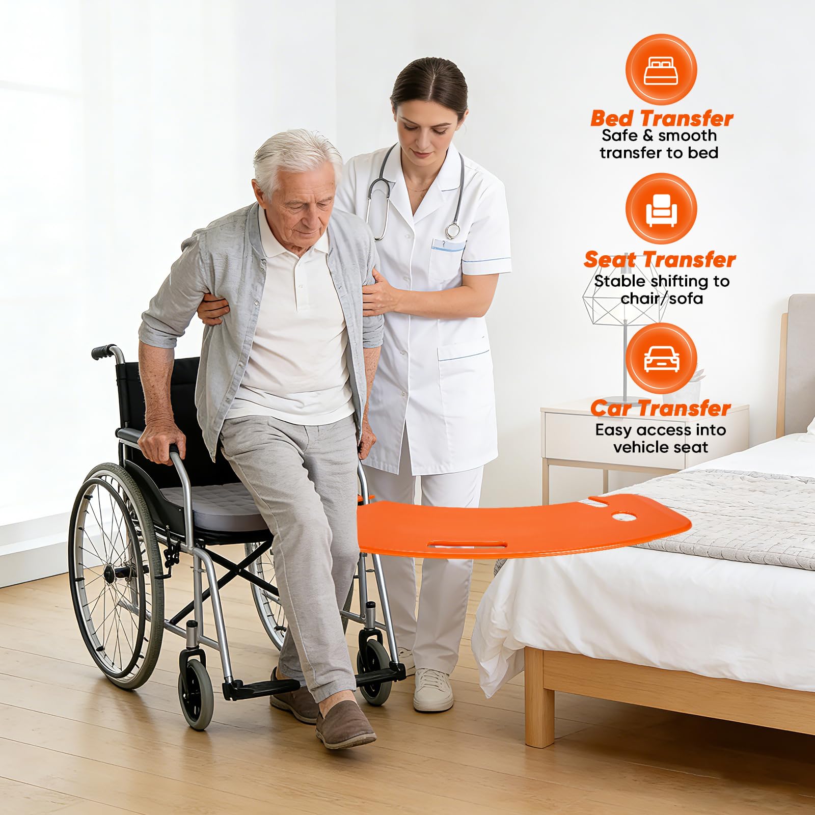Tabla Transferencia, Tabla Deslizante Ayuda para el Traslado Pacientes Ayuda para Entrar en Bañera Movilidad para Personas Capacidad Carga 150kg para Personas Mayores Cama Coche Inodoro Silla Ruedas