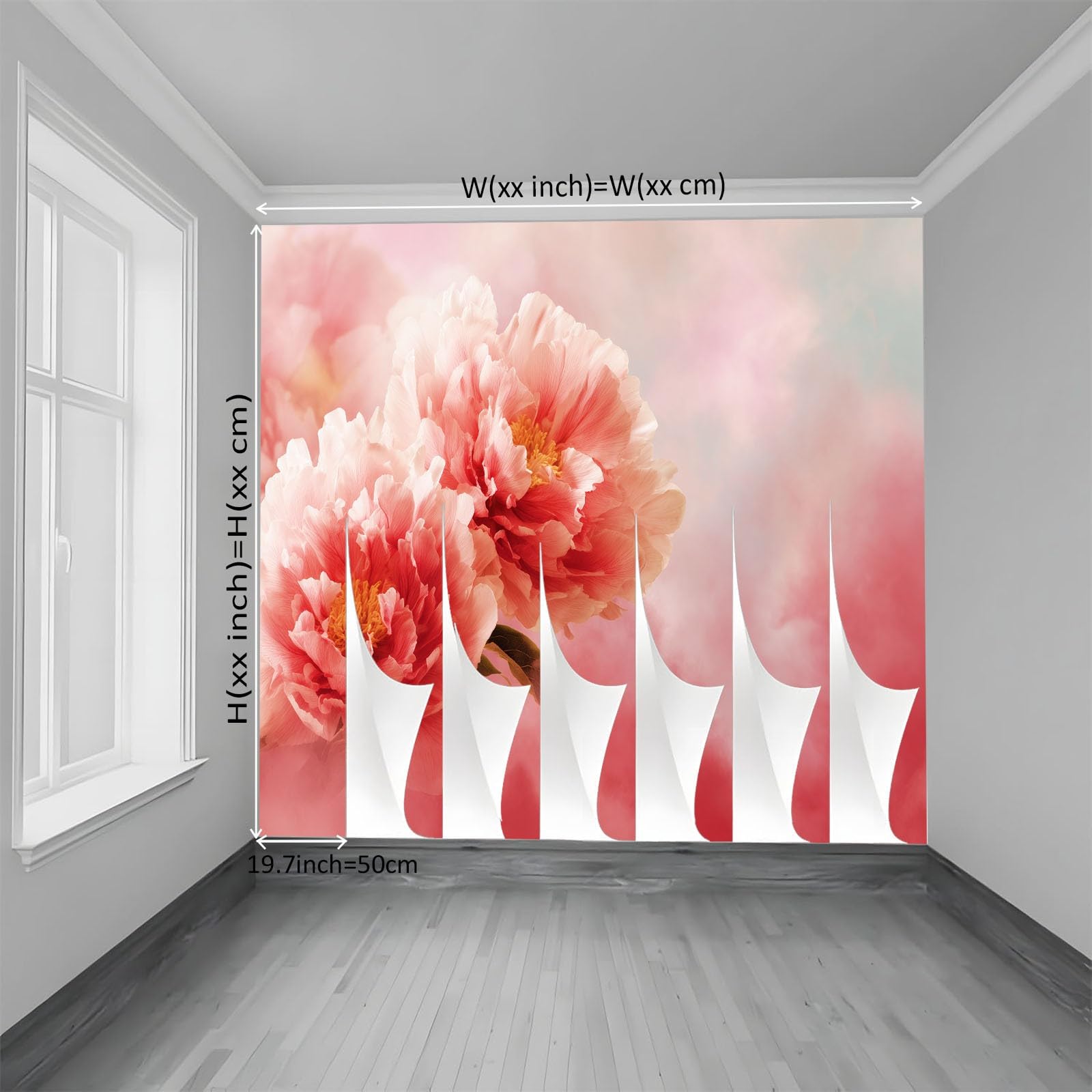 Generisch Tapeta panoramiczna, delikatne rozmarzone kwiaty, jasnoróżowa tapeta z włókniny, tapeta ścienna do biura, korytarza, sypialni, salonu, dekoracja ścienna – 350 x 256 cm (szer. x wys.)