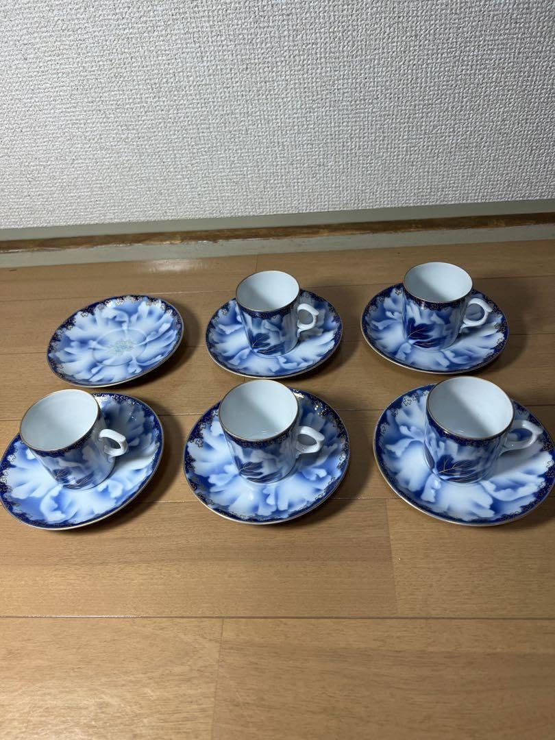 507 深川製磁 牡丹金ミル カップ5&ソーサー6 金彩 未使用 507 深川製磁