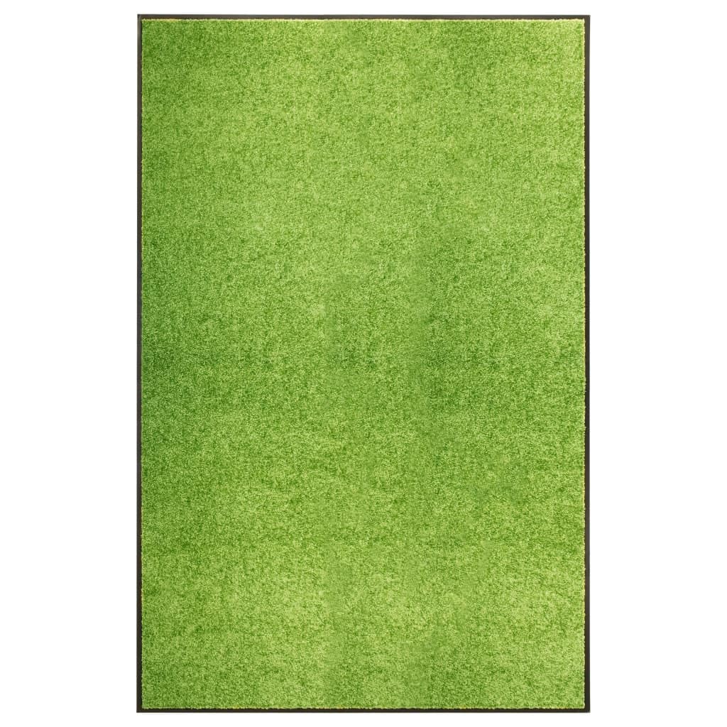 Felpudo lavable verde 120 x 180 cm, felpudo atrapa la suciedad con parte trasera de PVC antideslizante, adecuado para interior y exterior, ideal como felpudo en la entrada, para pasillo