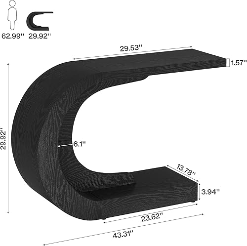 Miniatura 2 de Tribesigns Mesa consola moderna de mediados de siglo de 43.3 pulgadas para entrada, mesa de entrada de madera en forma de C para sala de estar,