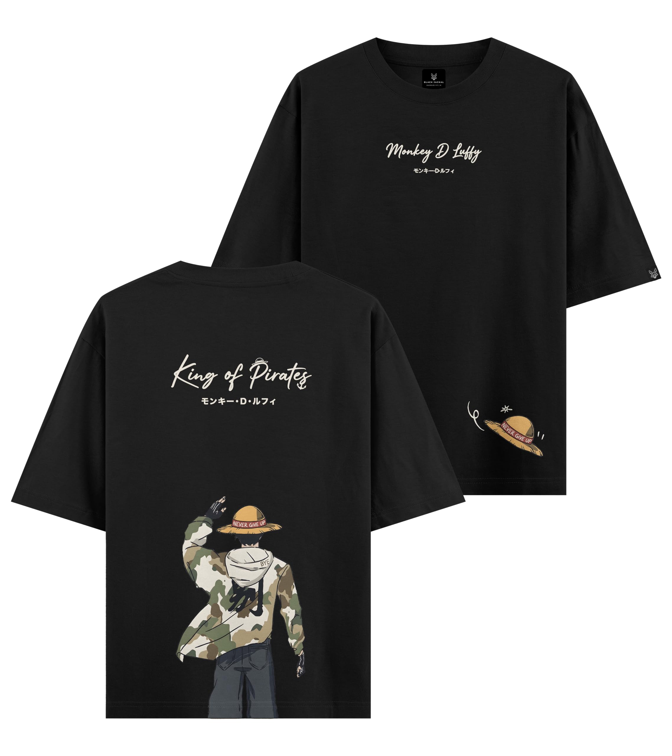 Black Jackal | Monkey D Luffy Premium Oversized Unisex T-Shirt Graphic Anime Tee One Piece Inspired Design Heavyweight 240 GSM Cotton Fabric Unisex Fit-picture-33