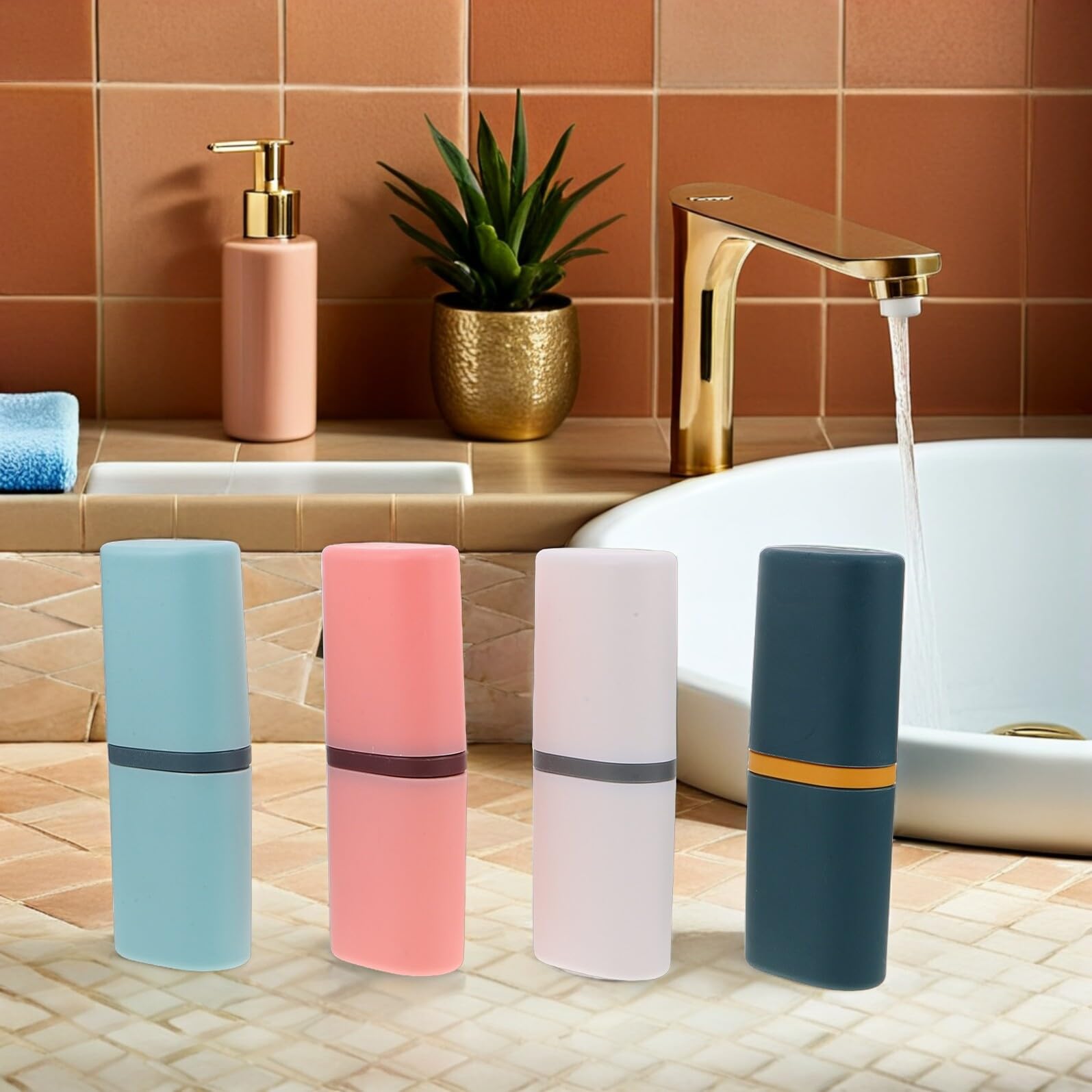 POPETPOP 8 pezzi Portaspazzolino da Viaggio con Custodia Copri Organizer Compatto per Spazzolino e Dentifricio Contenitore Portatile per Uso in Bagno Campeggio Scuola e Viaggi di Lavoro