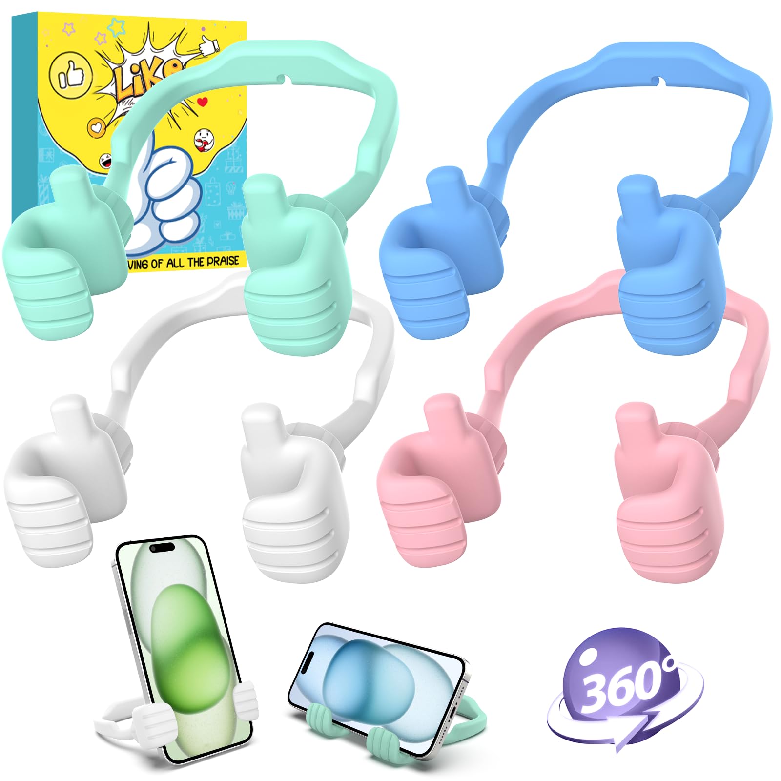 Stocking Stuffers for Men Women Teens Thumbs Up Lazy Phone Stand 4 Pack