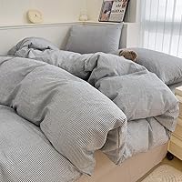 Vista 63 de VM VOUGEMARKET - Juego de funda de edredón a cuadros de tamaño queen, algodón lavado, ropa de cama reversible y multicolor, con 2 fundas