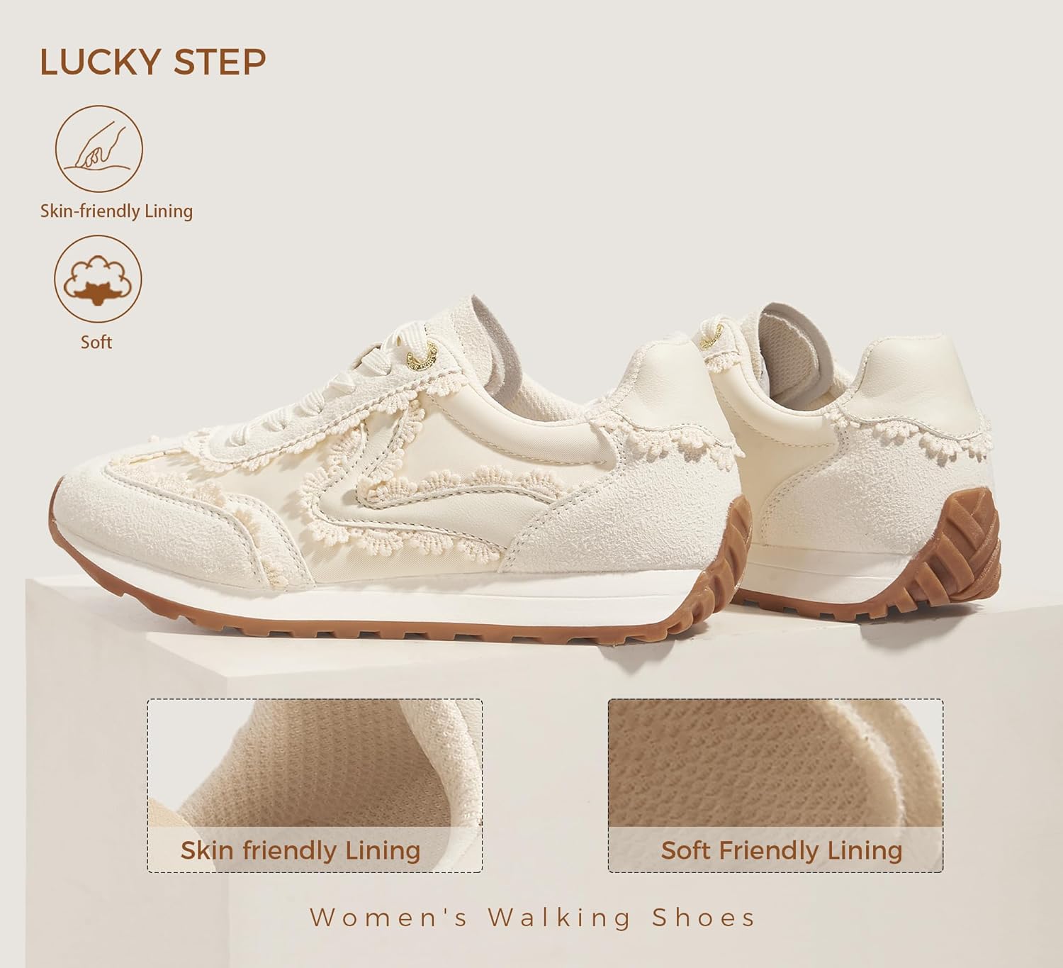 LUCKY STEP Women's Fashion Sneakers Trendy Tennis Shoes Neutral Stylish Retro Trainers Casual Running Walking Shoes - Image 5