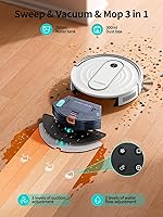 Vista 2 de Airzeen Robot Vacuum and Mop - 4000Pa Powerful Suction, APP/Alexa Control, 3-in-1 Cleaning Solution with Auto Self-Charging, Perfect for Pet Hair