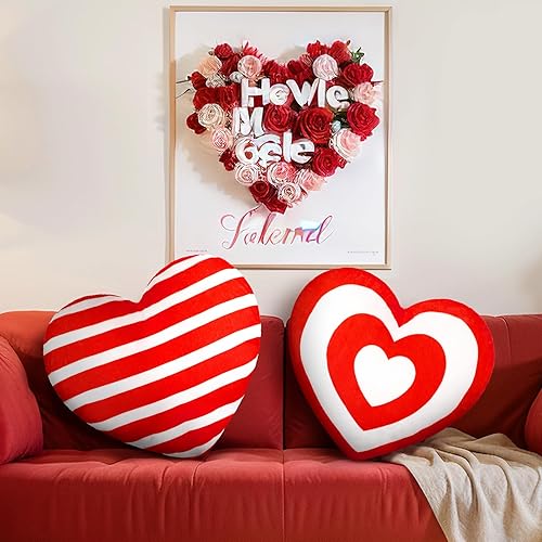 Miniatura 1 de Beeveer Almohadas de corazón para el día de San Valentín, suaves y lindas almohadas decorativas en forma de corazón, almohada roja y rosa, almohada