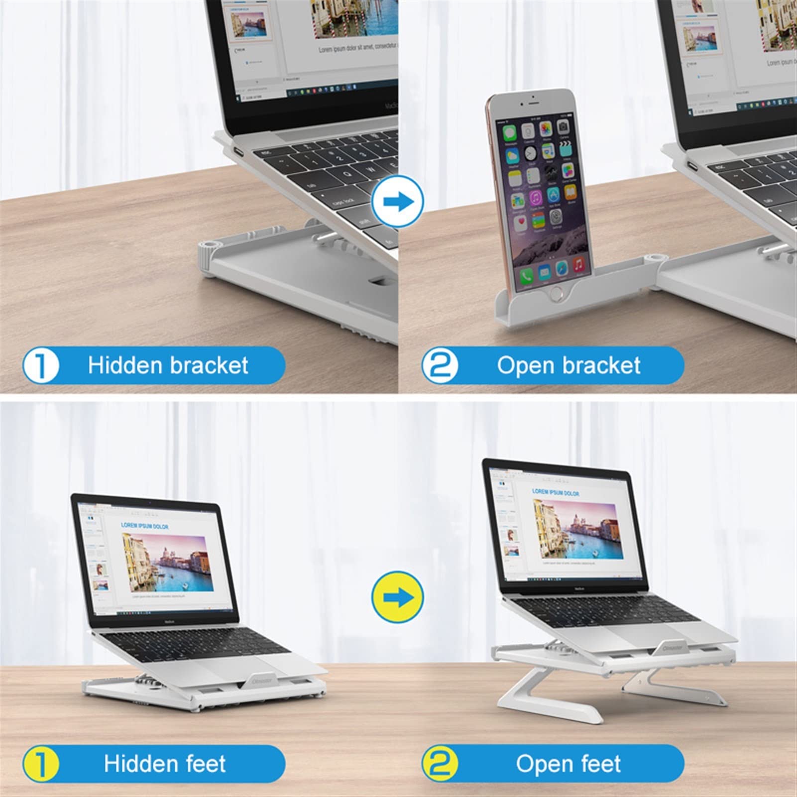 Laptop Stand Laptop Stand Of Notebook Support PC Przenośny tabletek na laptopie wspornika telefonicznego Stojak na Komputer (Color : White normal)
