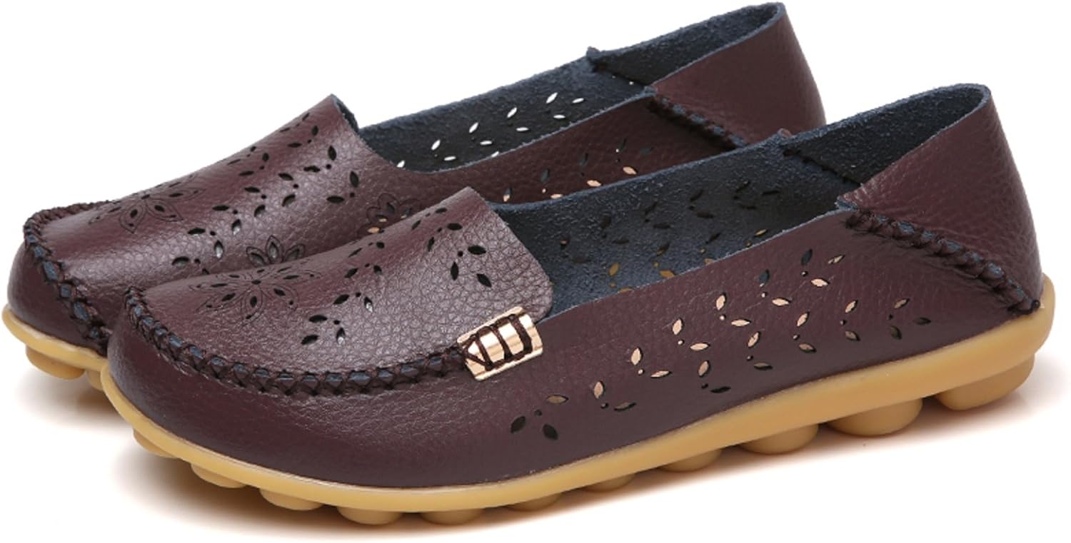 VenusCelia Women's Comfort Walking Boat Shoe 6 Brown(cutout)