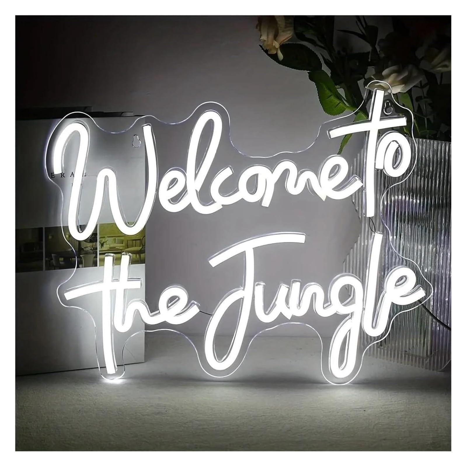 Lampe au néon LED verte jungle 38x31cm pour décoration murale