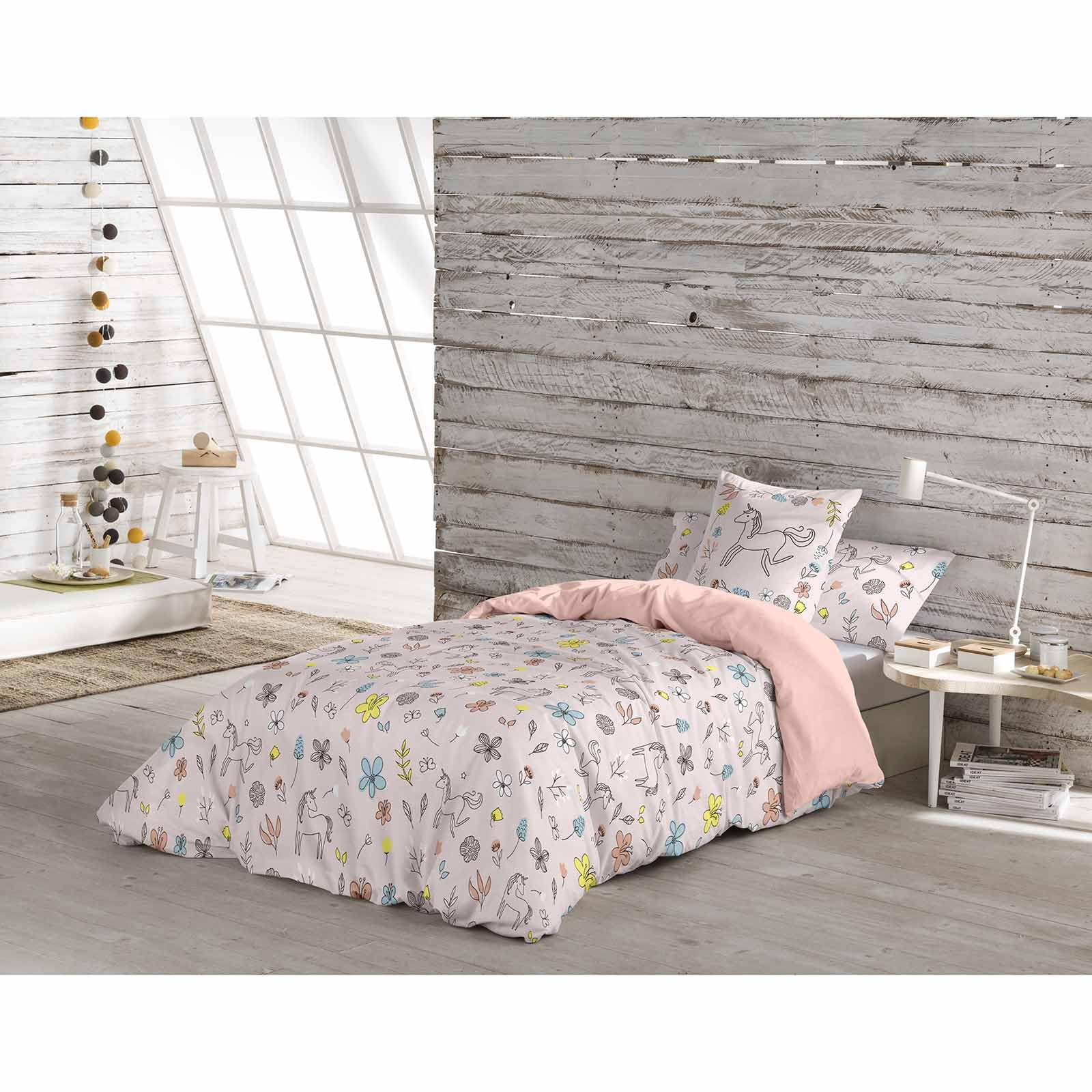 COOL KIDS Funda Nordica Cama 105, 100% Algodón, Juego de Funda para edredon 180x220 cm + 1 Funda de Almohada 45x120, Dinky