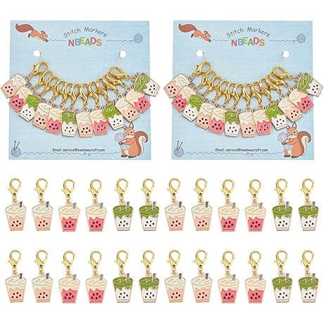 NBEADS Boba Tea Cup Stitch Markers