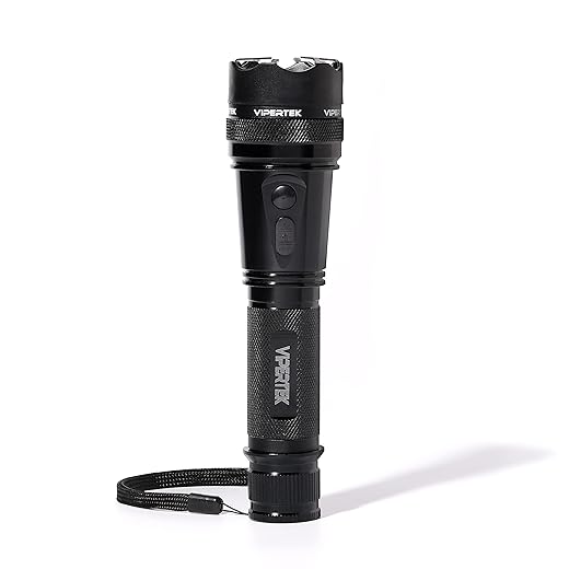 VIPERTEK VTS-195 Heavy Duty Aluminum Stun Gun for Self Defense Rechargeable with LED Flashlight