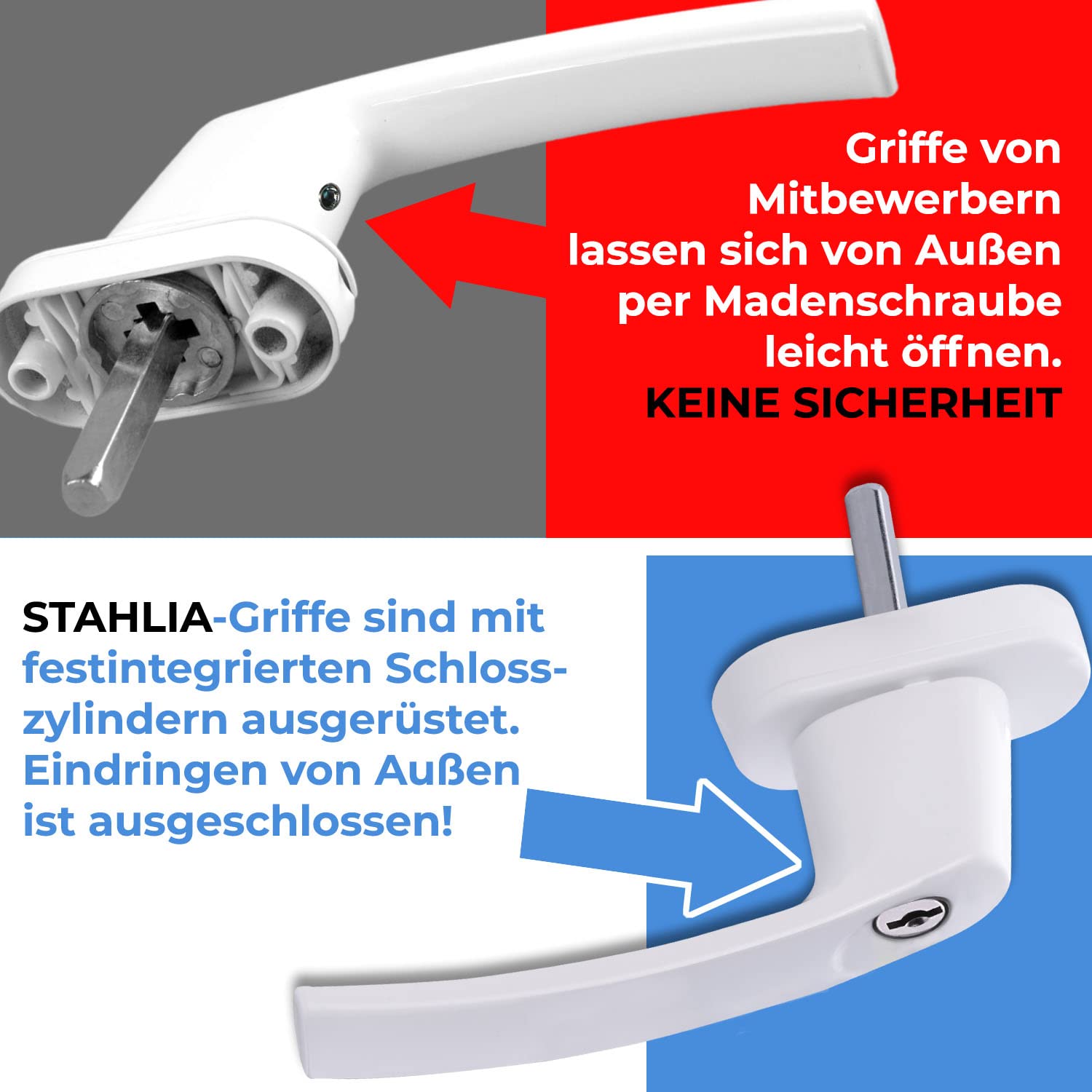 Stahlia Fenstergriffe abschließbar (10 Stück) Aluminium Weiß Druckknöpfe Balkontürgriff außen Fenstersicherung Terrassentür Griff Fensterbeschläge